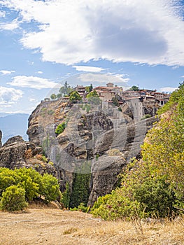 Meteora cliffs landscapes. Holly monasteries territory. photo